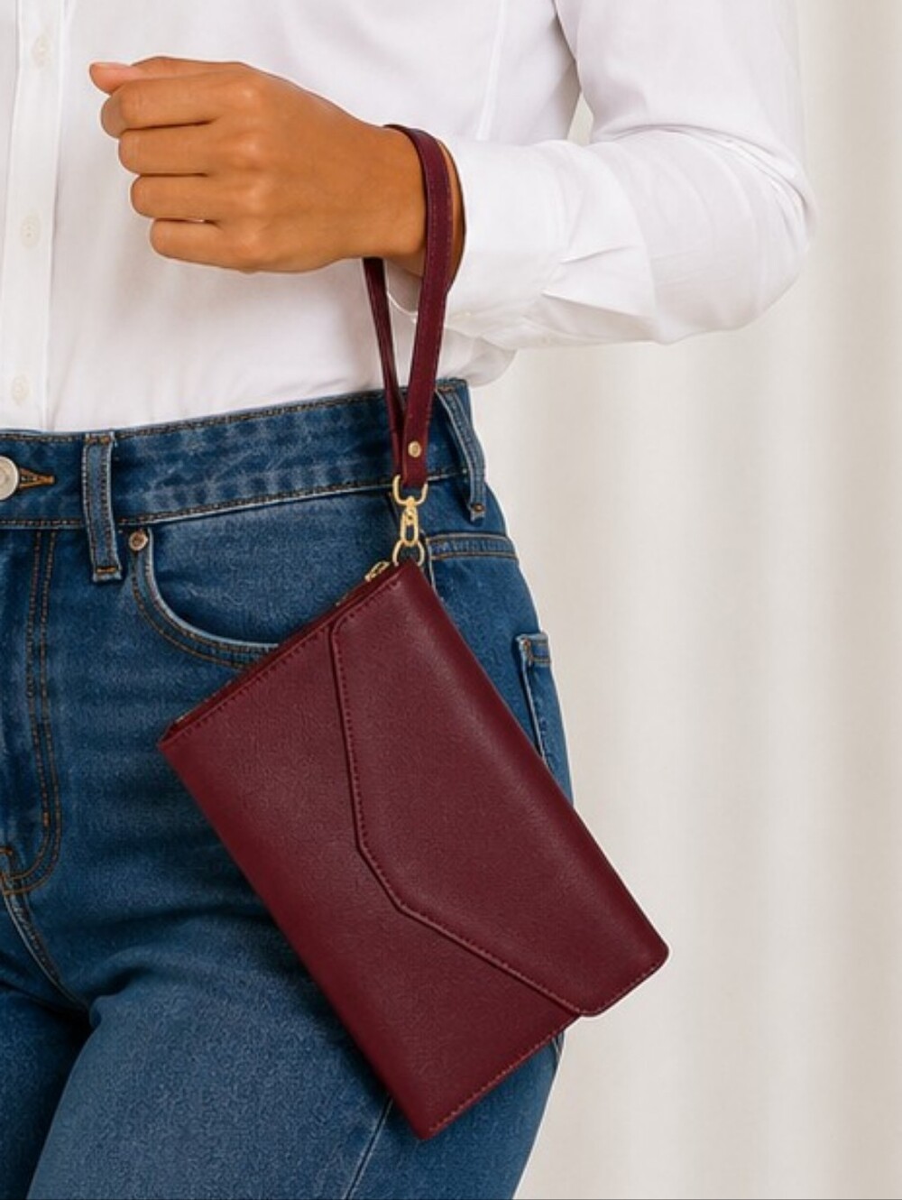👜 Burgundy Saffiano Travel Wallet Wristlet | Zip & Snap Organizer | EUC